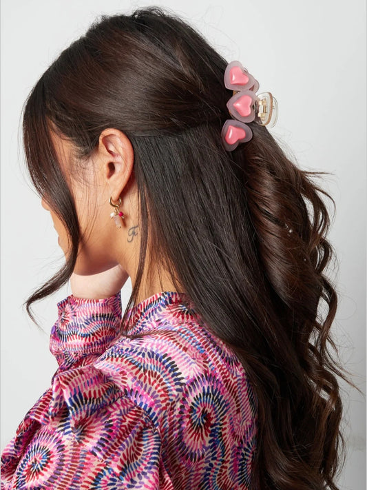 Haarspange rosa Herzen Trio