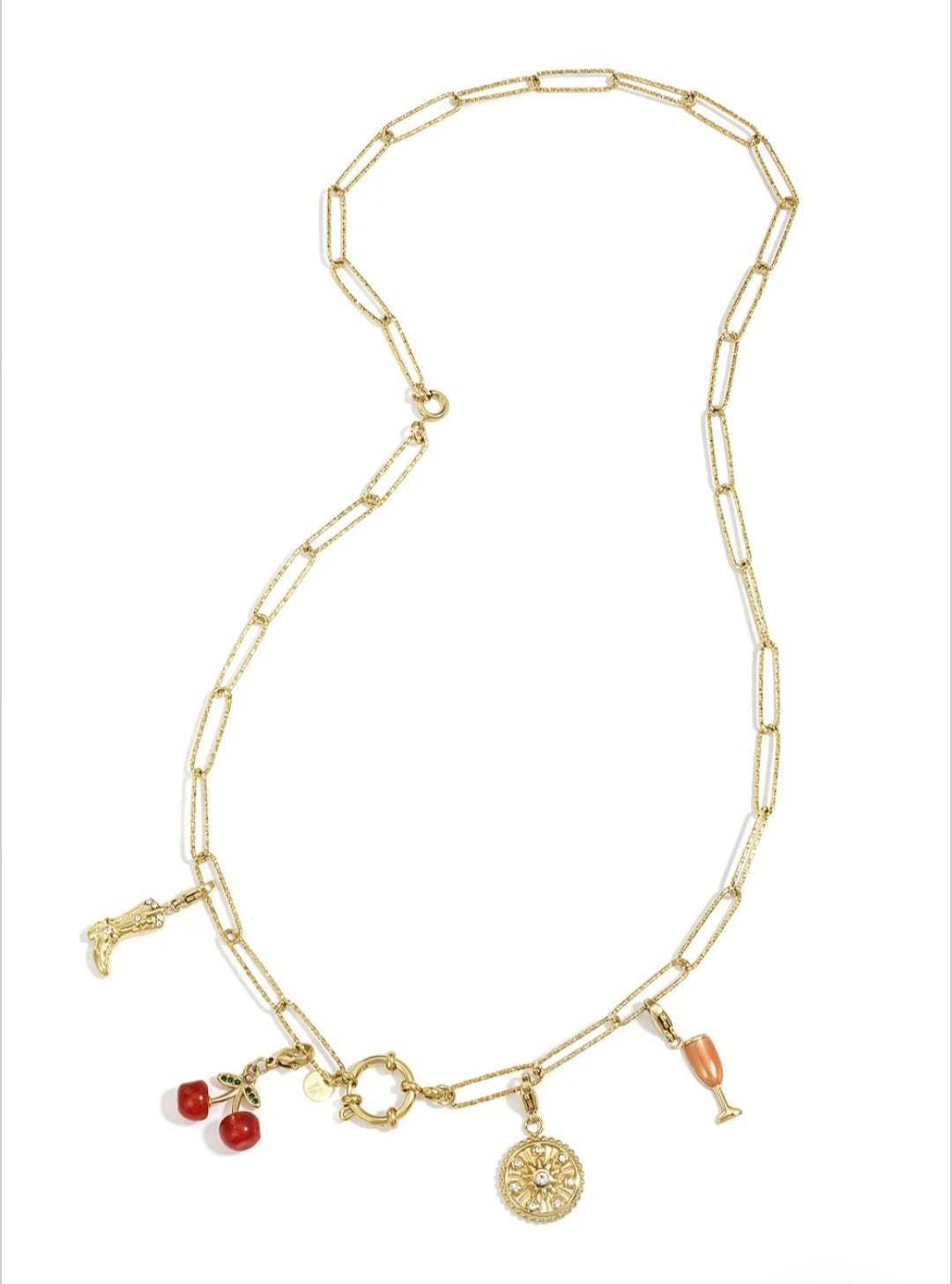 2-in-1-Halskette und -Armband mit strukturierten Gliedern