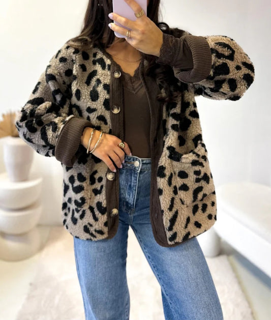 Teddy Jacke Leo beige/braun