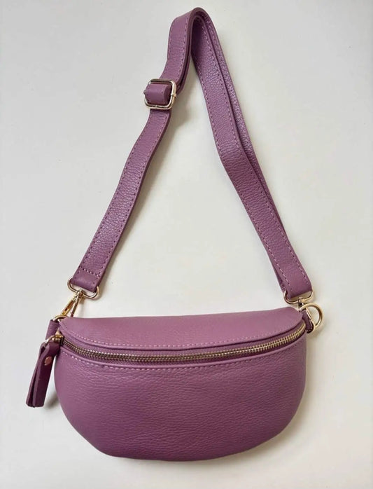 Leder Bauchtasche Mauve