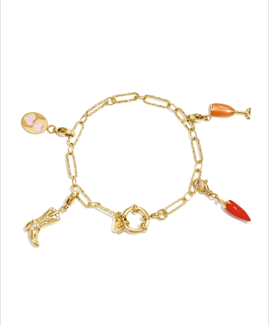 Charm Armband mit Frontverschluss und abwechselnden Gliedern