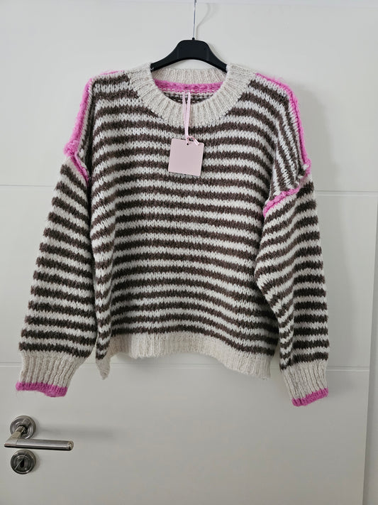 Pullover Stripes beige/rosa