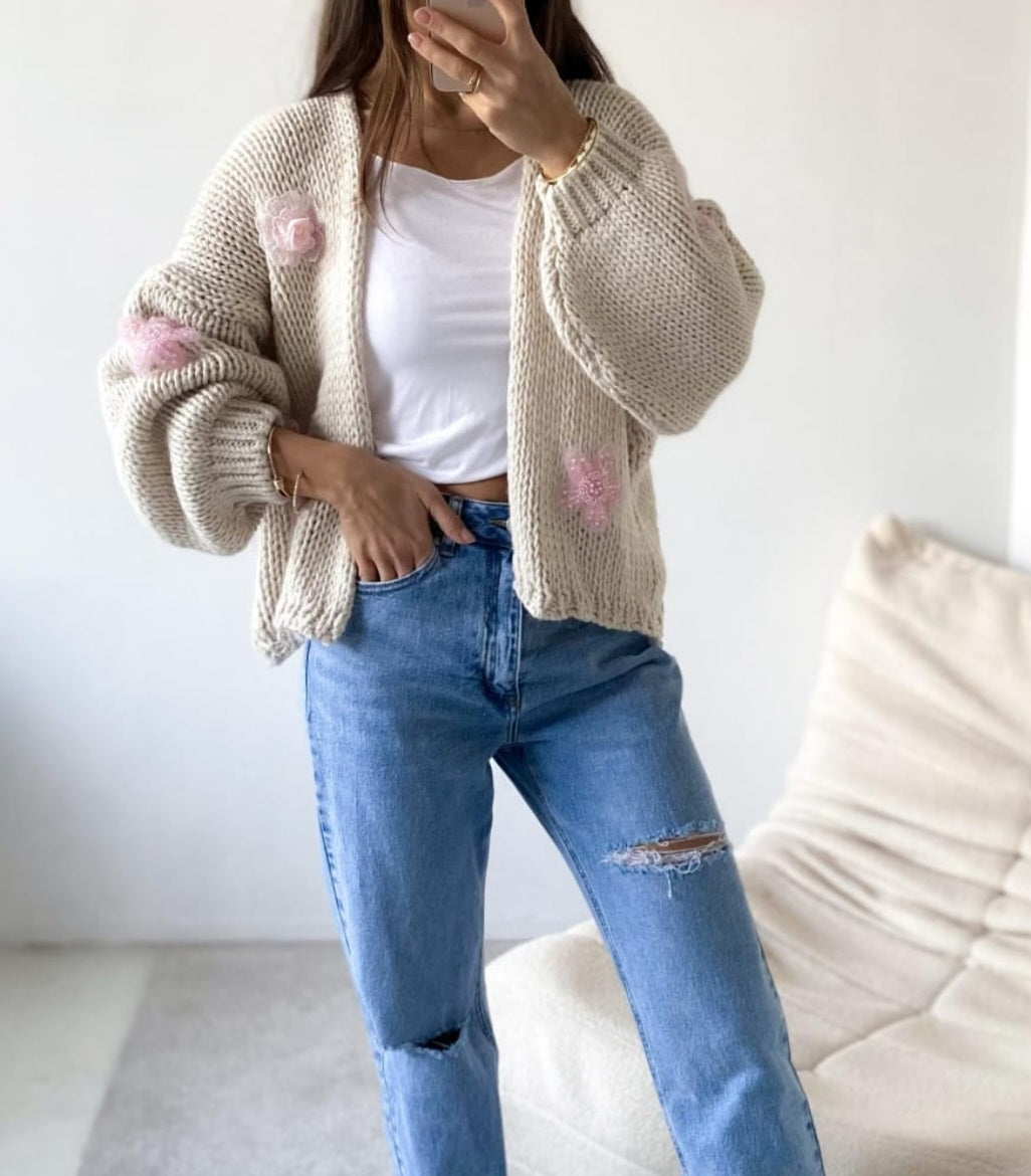 Cardigan Butterfly beige