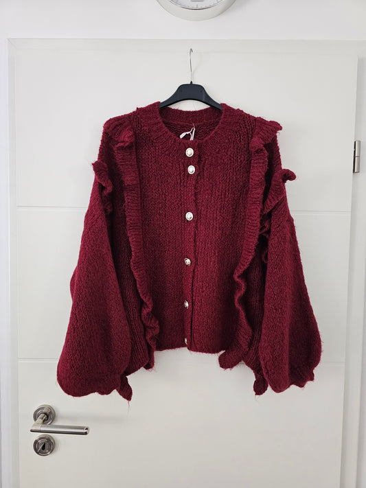 Cardigan Rüschi Bordeaux