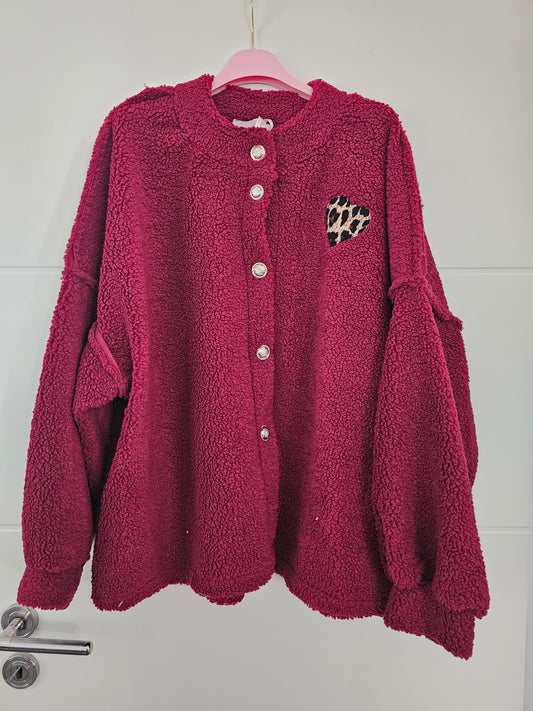 Lockere Teddy Jacke Leo Love bordeaux