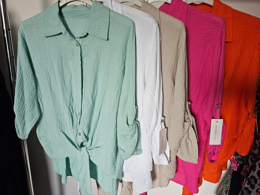 Musselin Knoten-Bluse