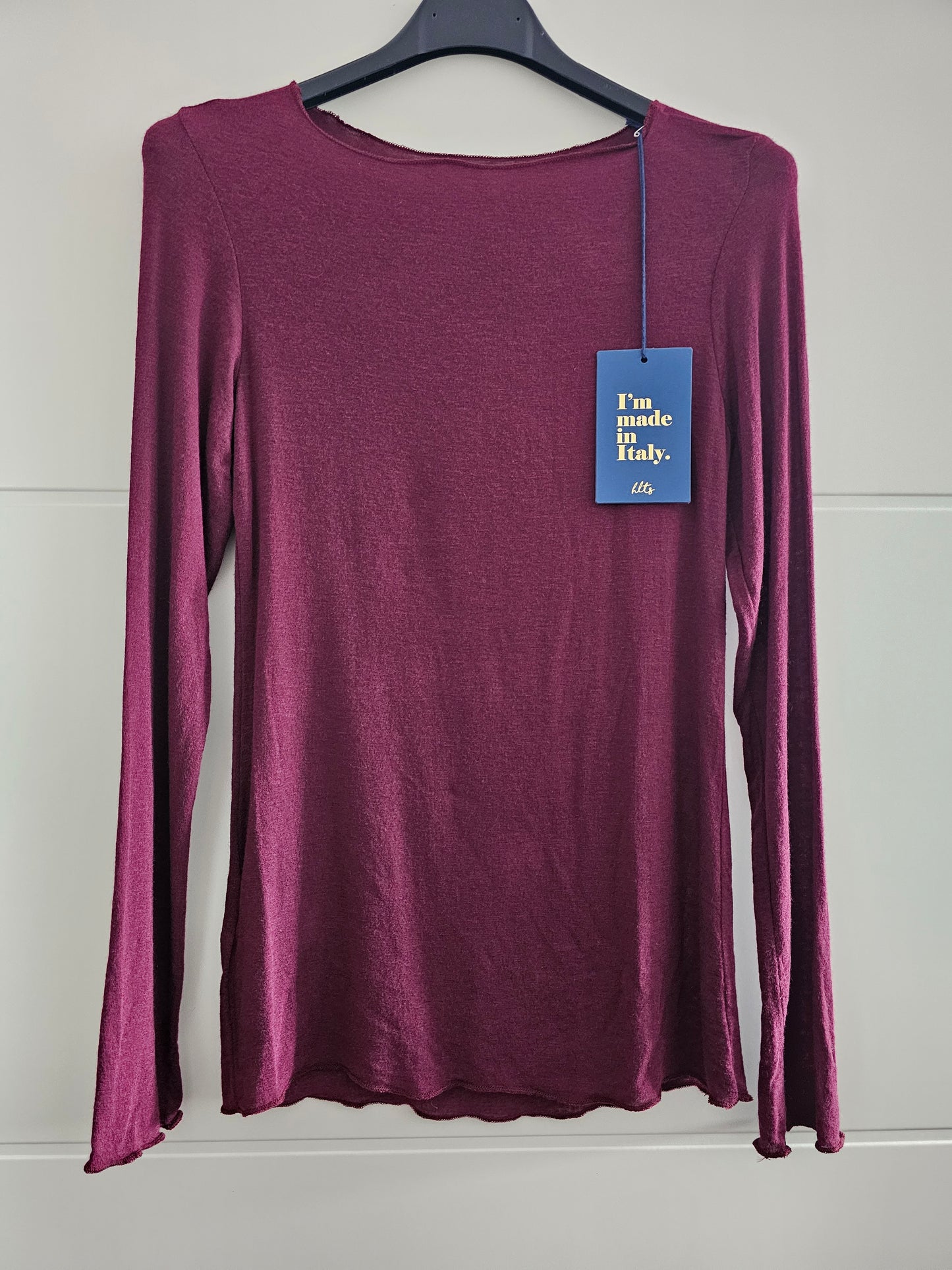 Langarm Shirt Cashmere Bordeauxrot