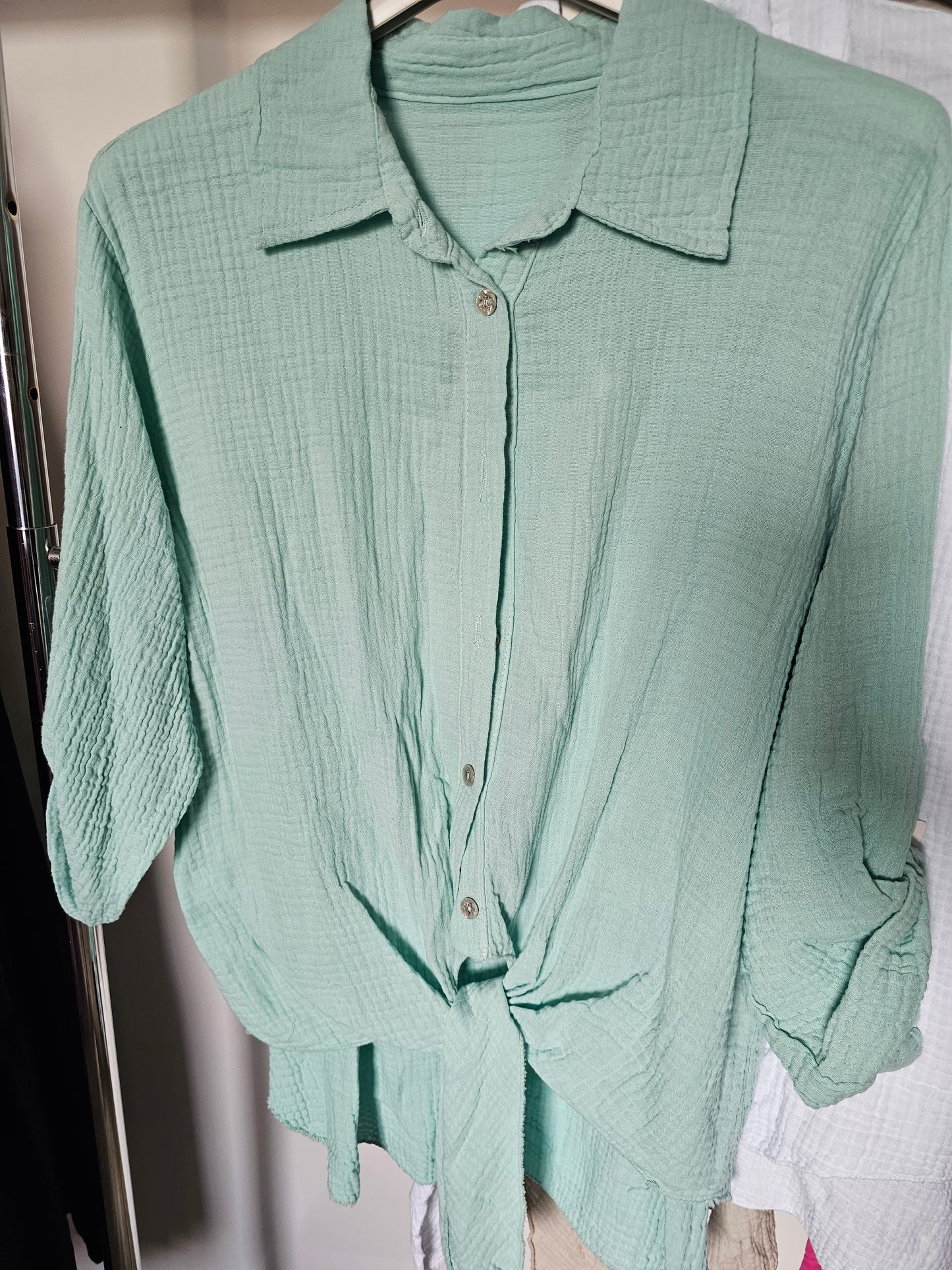 Musselin Knoten-Bluse