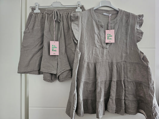Musselin Set taupe