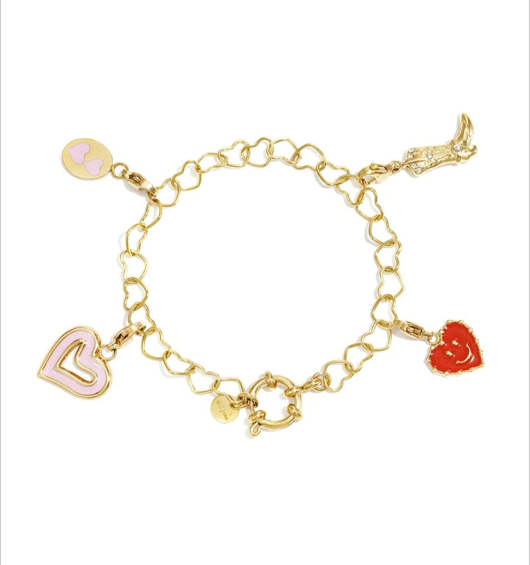 Charm Armband mit Frontverschluss und herzförmigen Gliedern