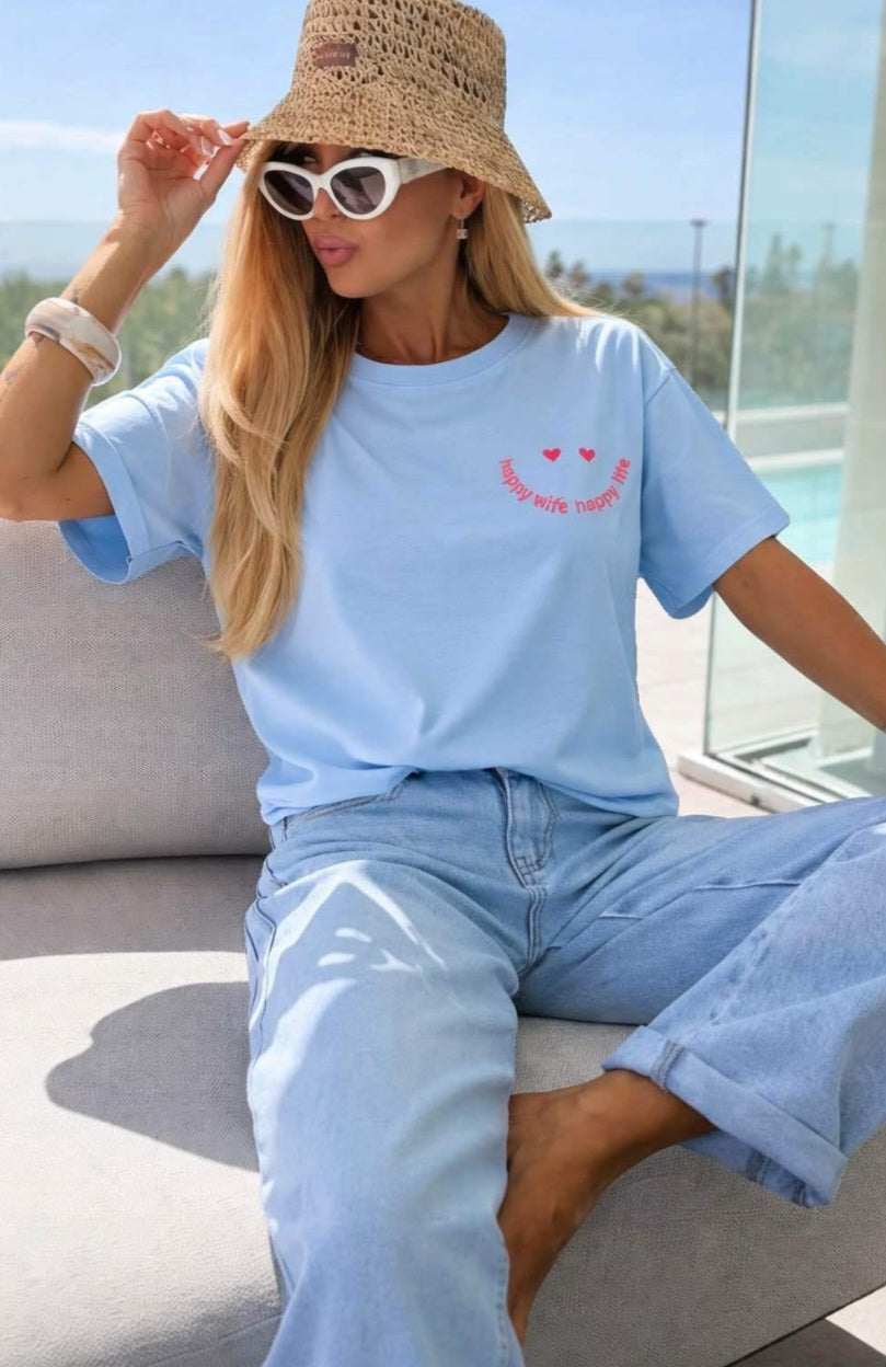 T-Shirt Happy Wife versch. Farben