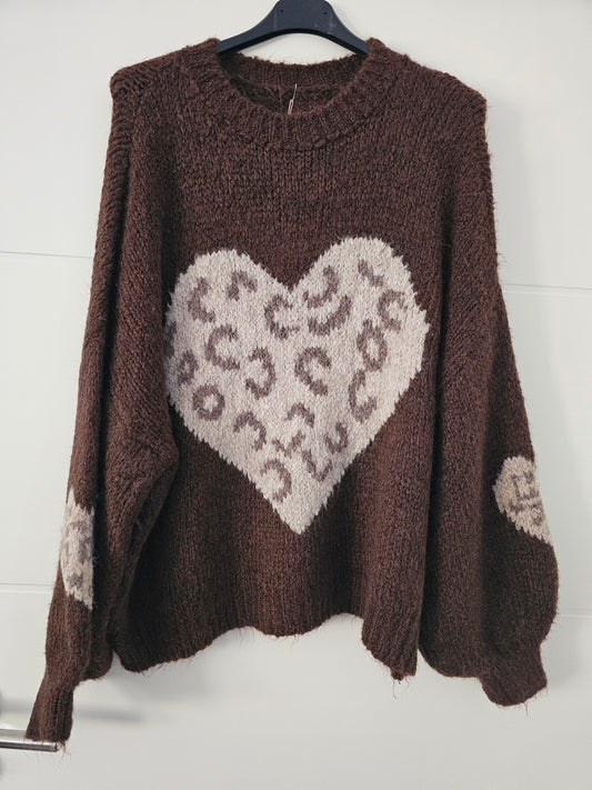 Pullover Leo Heart braun